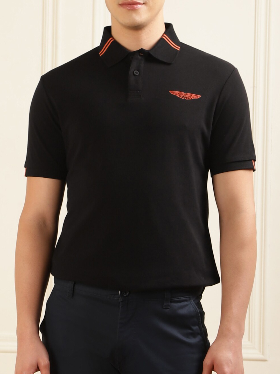 

HACKETT LONDON Polo Collar Cotton T-shirt, Black