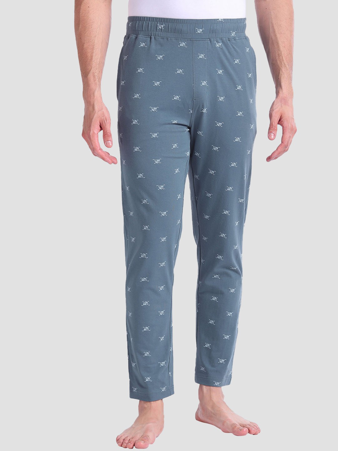 

U.S. Polo Assn. Men Brand Logo Printed Mid-Rise Lounge Pants, Blue