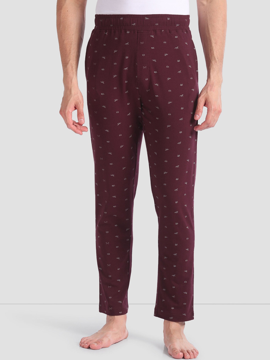 

U.S. Polo Assn. Men Printed Mid-Rise Lounge Pants, Maroon