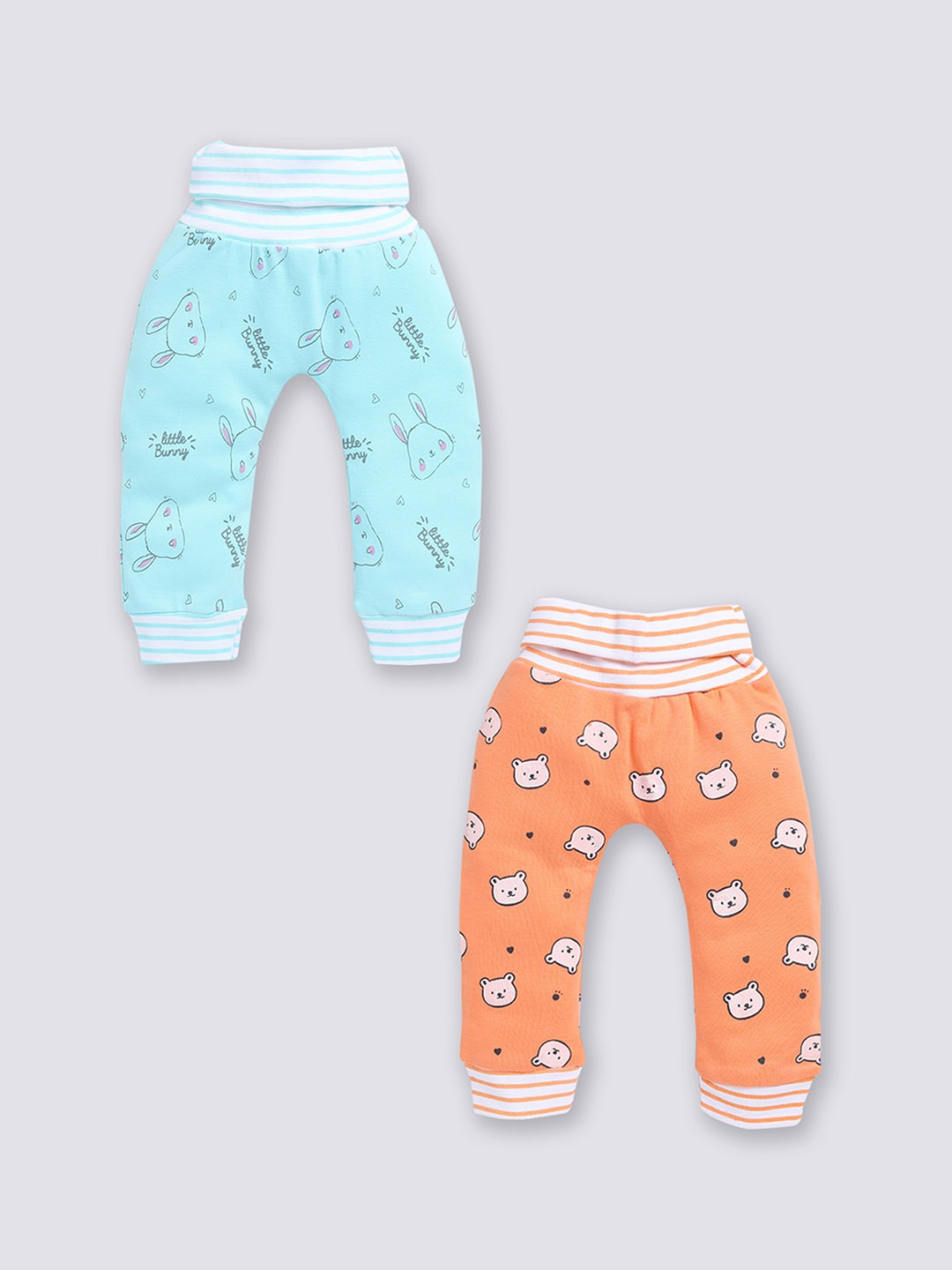 

Moms Love Infant Kids Pack Of 2 Printed Pure Cotton Lounge Joggers, Blue