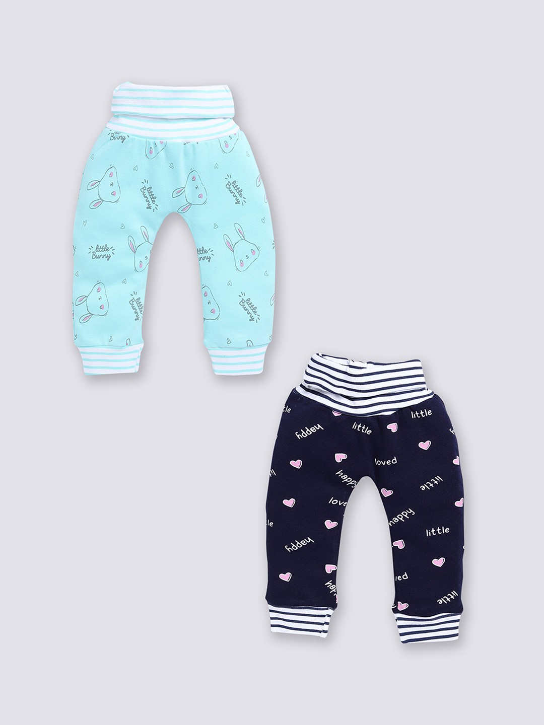 

Moms Love Infant Kids Pack Of 2 Printed Pure Cotton Lounge Joggers, Blue