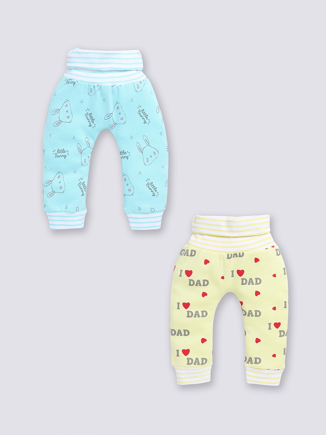 

Moms Love Infant Kids Pack Of 2 Printed Pure Cotton Lounge Joggers, Blue