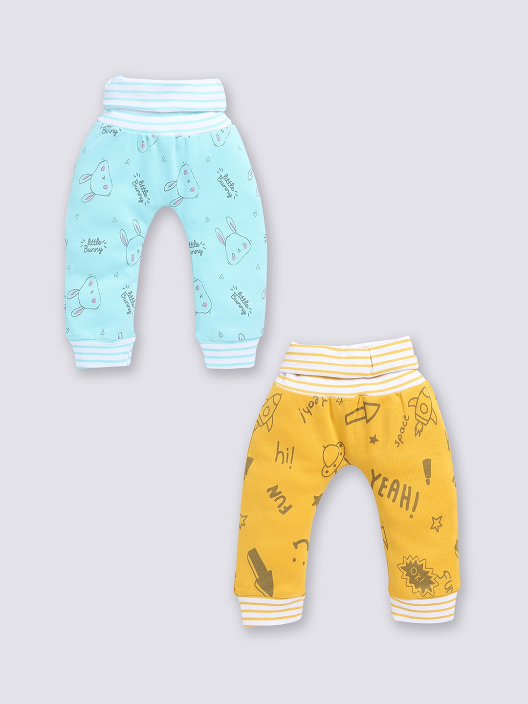 

Moms Love Infant Kids Pack Of 2 Printed Pure Cotton Lounge Joggers, Blue