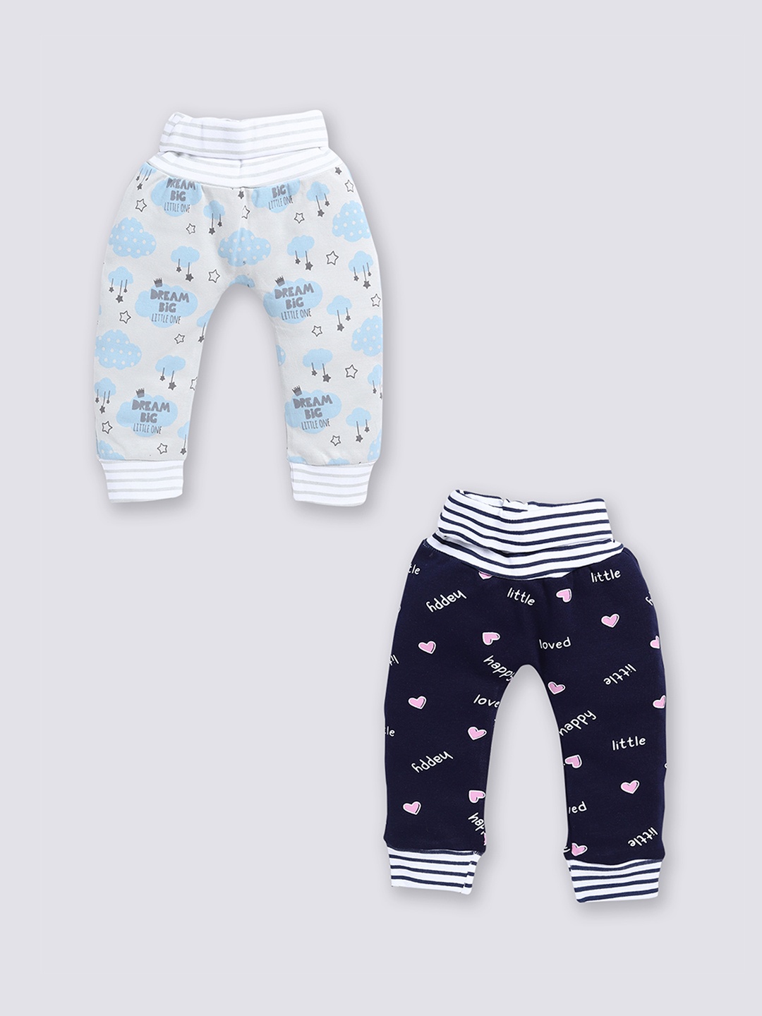 

Moms Love Infant Kids Pack Of 2 Printed Pure Cotton Lounge Joggers, Blue