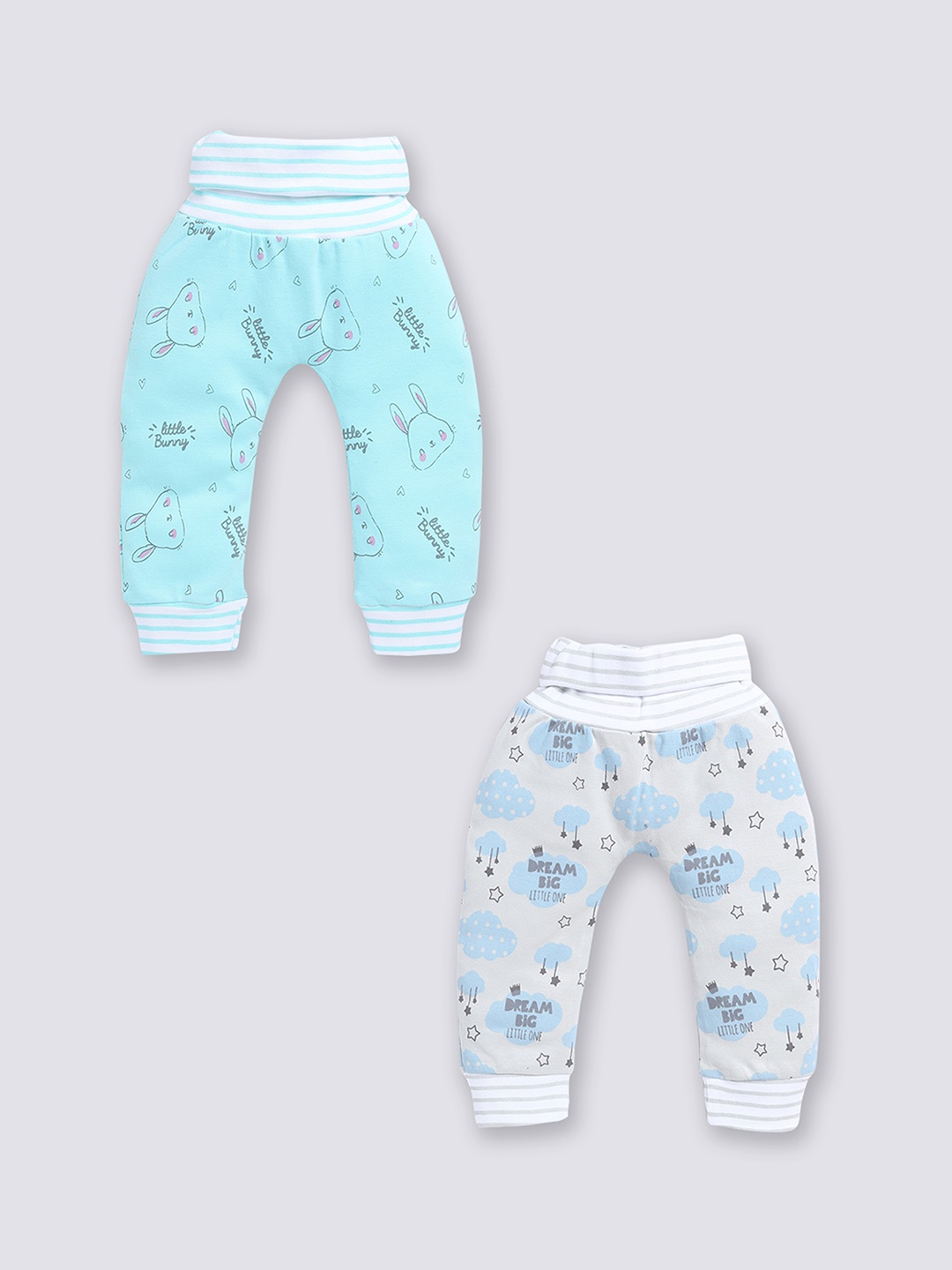 

Moms Love Infant Kids Pack Of 2 Printed Pure Cotton Lounge Joggers, Blue