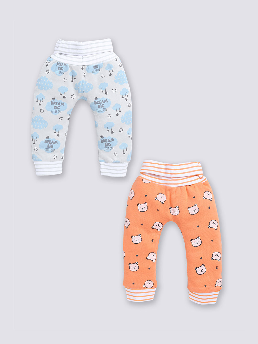 

Moms Love Infant Kids Pack Of 2 Printed Pure Cotton Lounge Joggers, Blue