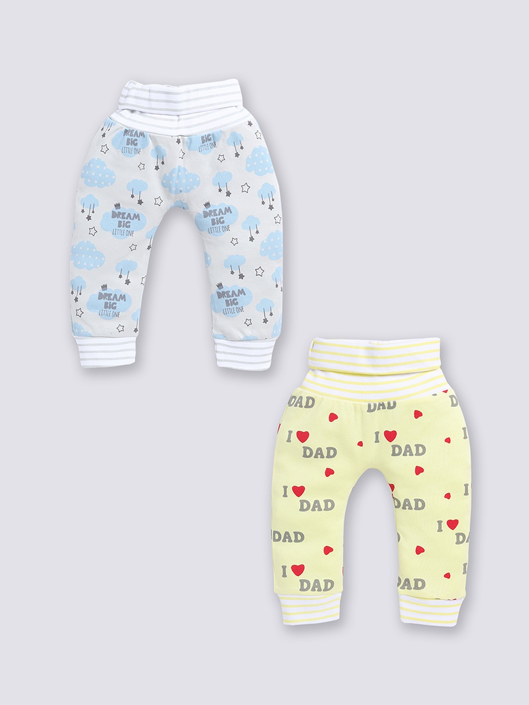 

Moms Love Infant Kids Pack Of 2 Printed Pure Cotton Lounge Joggers, Blue