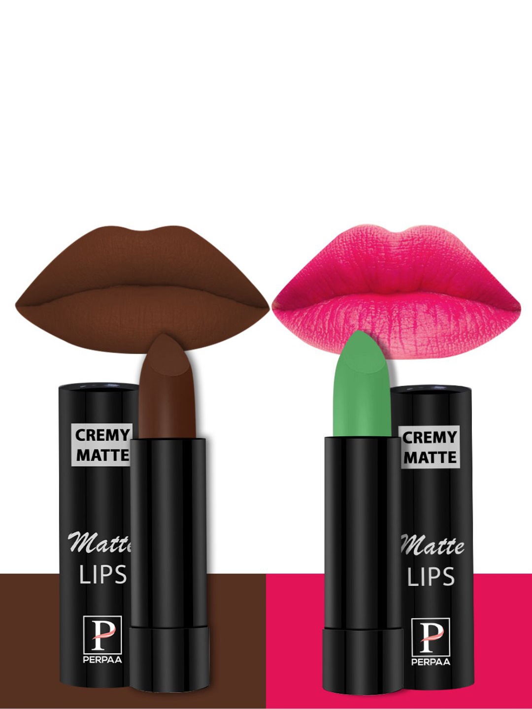 

PERPAA Set of 2 Cremy Matte Long Lasting Lipsticks 3.5g Each - Natural Pink + Brown