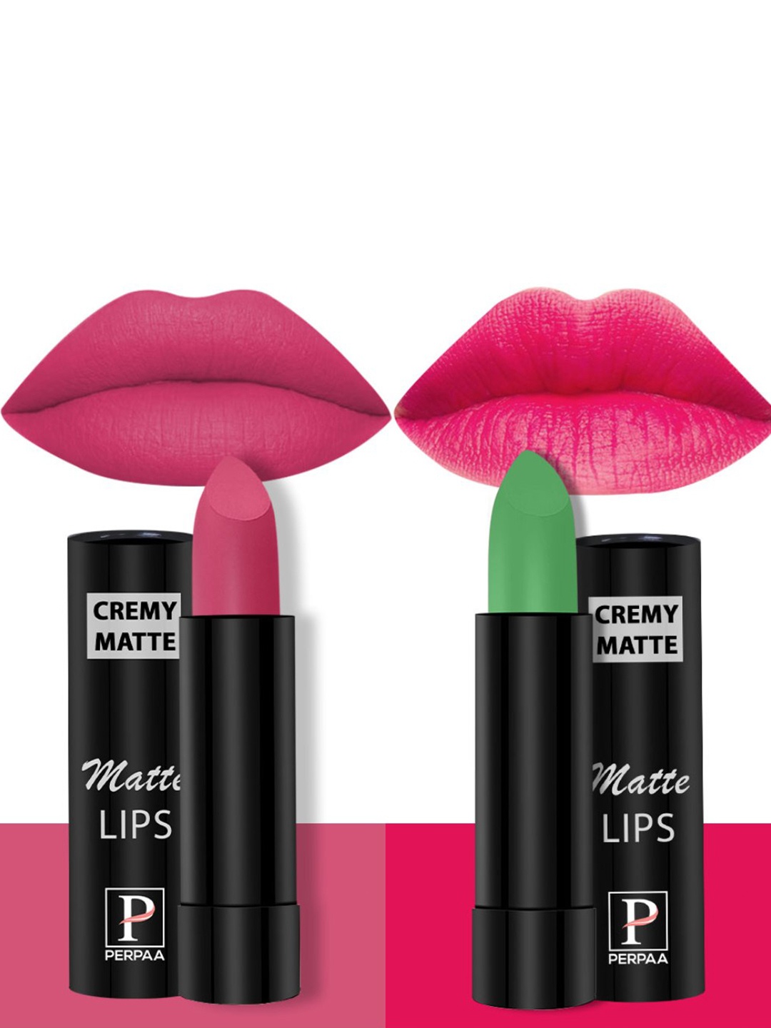 

PERPAA Set of 2 Cremy Matte Long Lasting Lipsticks 3.5g Each - Natural Pink+ Pink