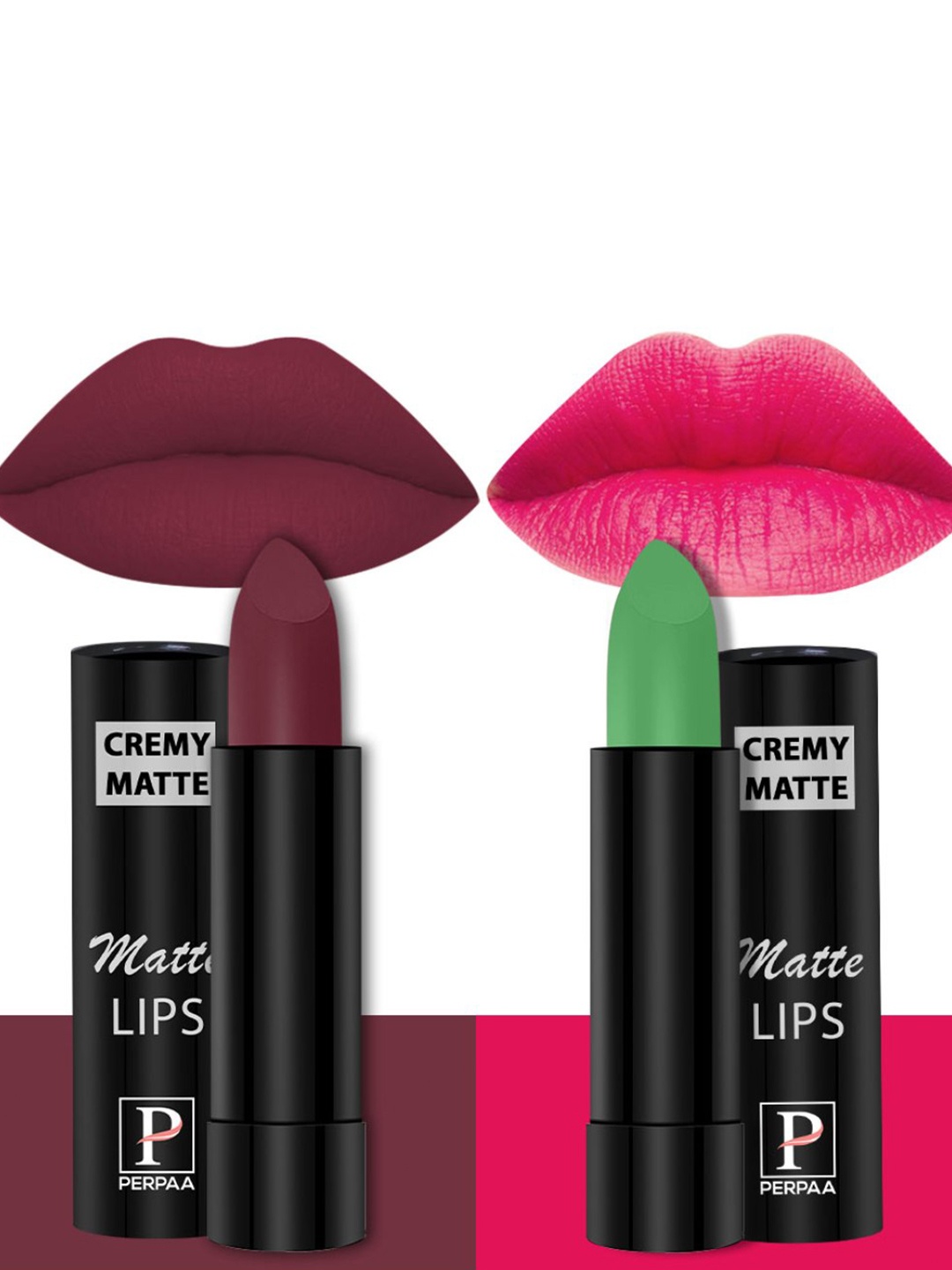 

PERPAA Set of 2 Cremy Matte Long Lasting Bullet Lipstick - 3.5 g Each, Burgundy