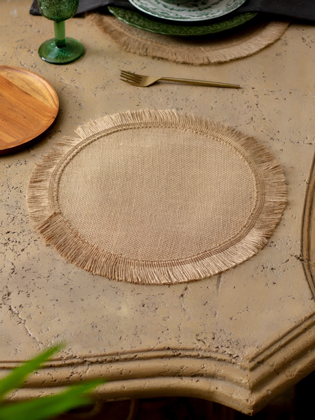

THEDECORKART Beige Braided Round Coaster