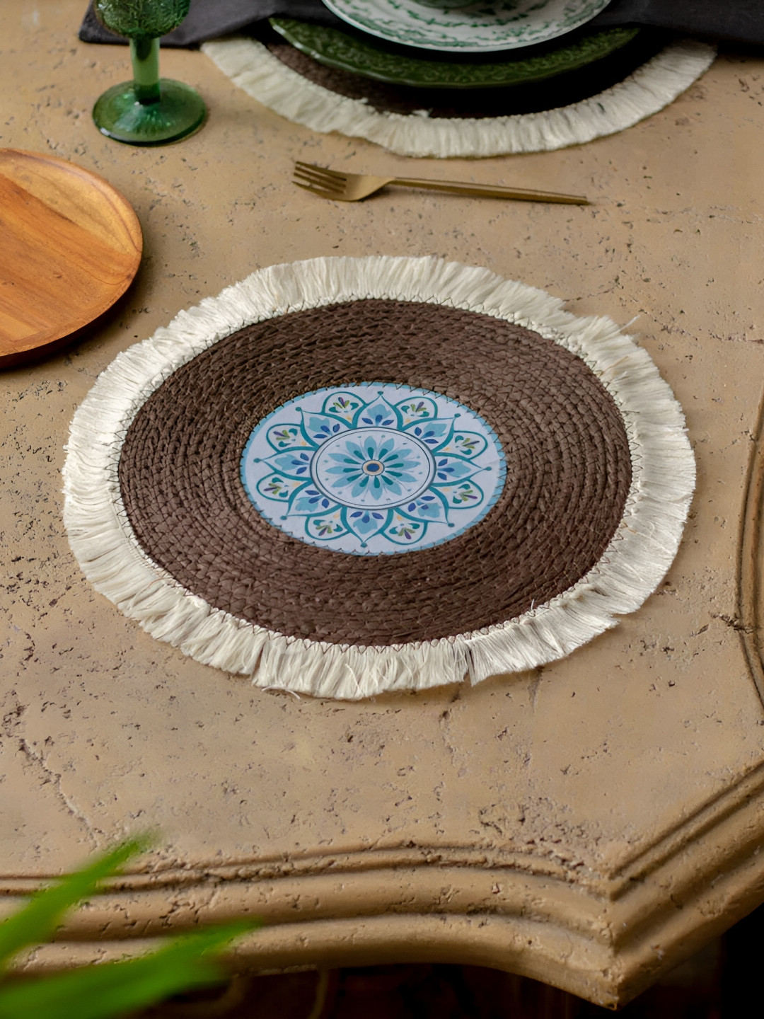 

THEDECORKART Brown Braided Round Coaster
