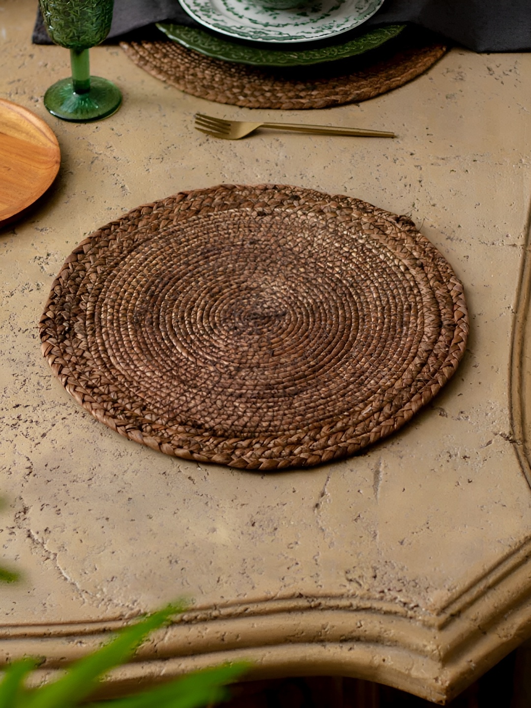 

THEDECORKART Brown Braided Round Coaster