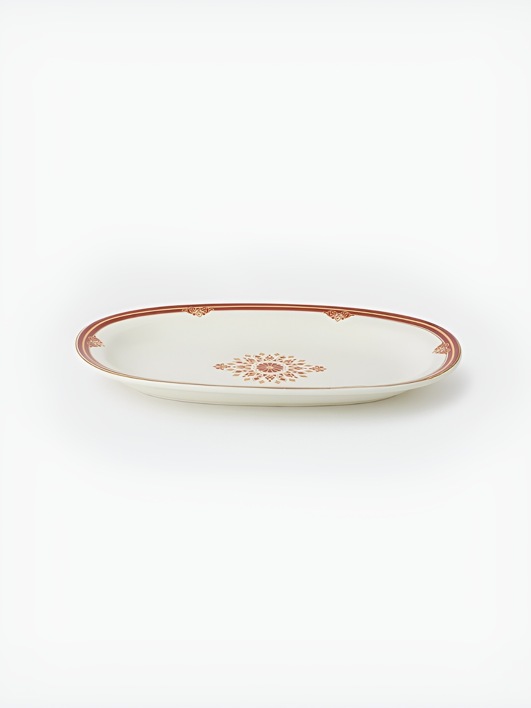 

Fabindia White Printed Ceramic Oval Platter