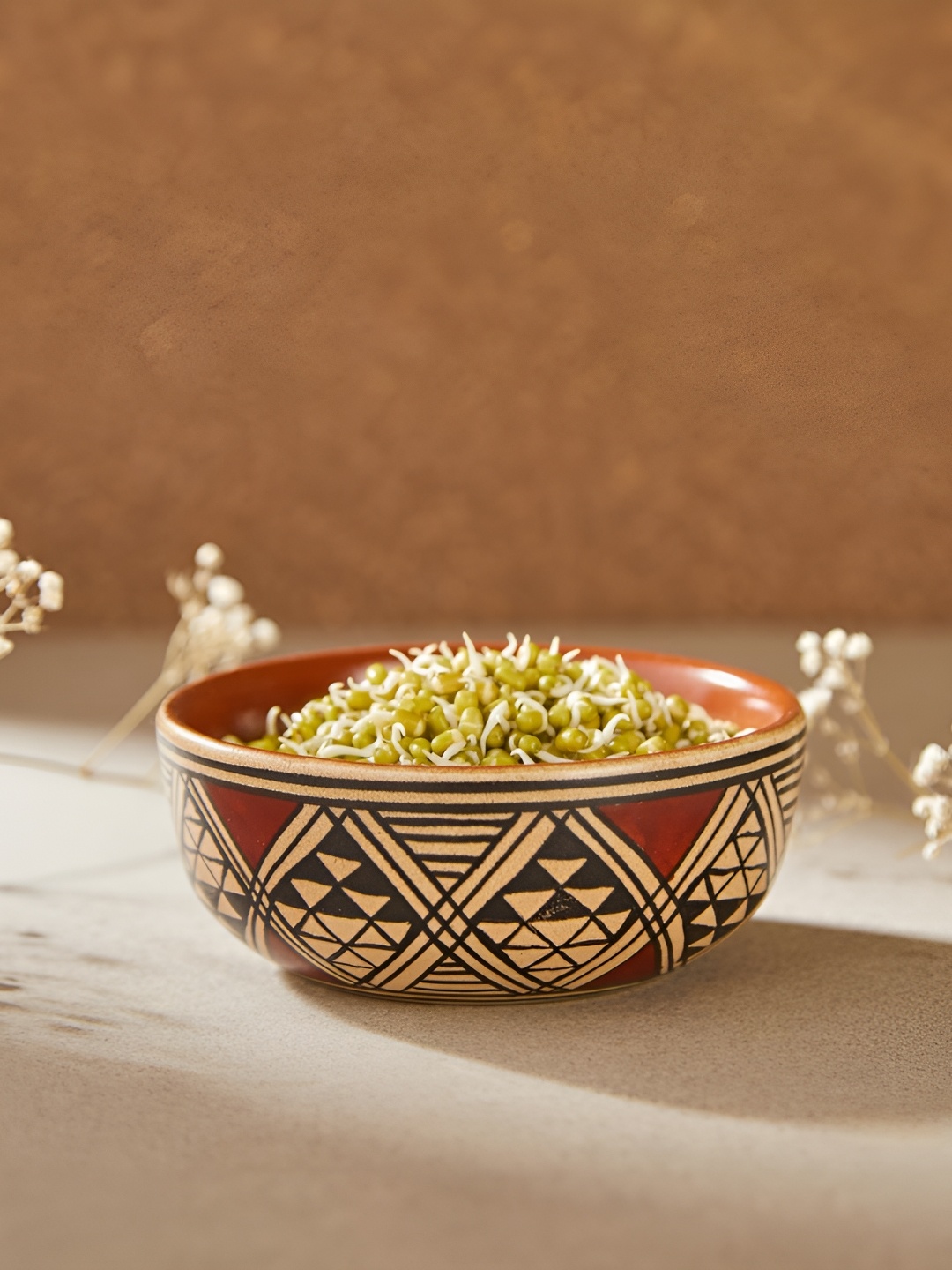 

Fabindia Brown Printed Ceramic Serving Bowl