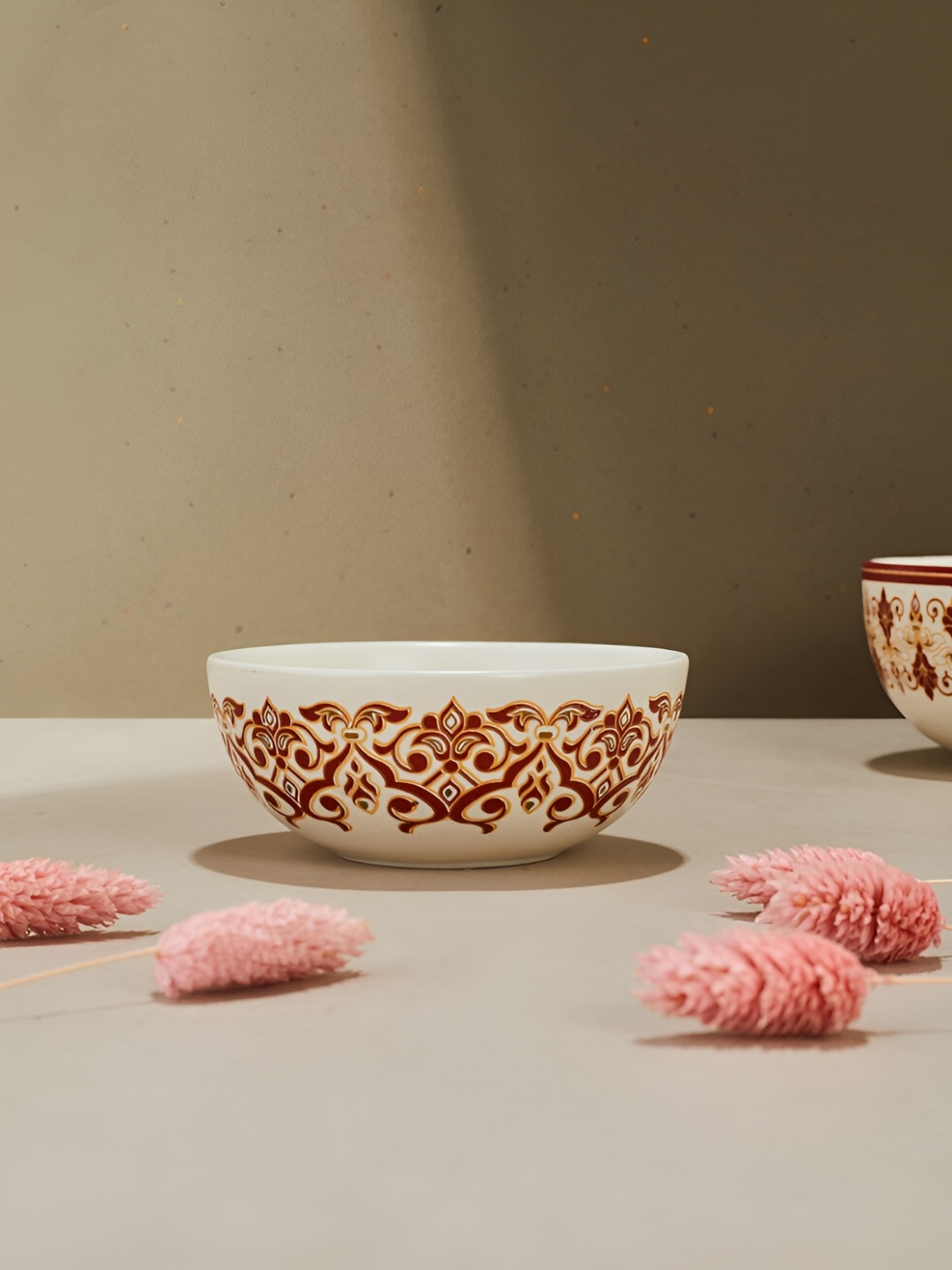 

Fabindia White Printed Ceramic Serving Bowl
