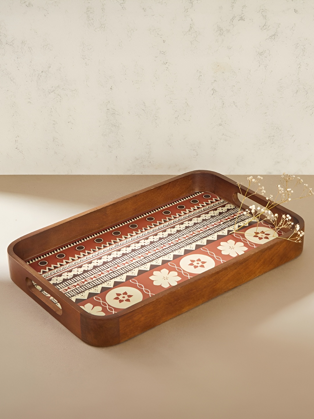 

Fabindia Brown Printed Wooden Serving Tray