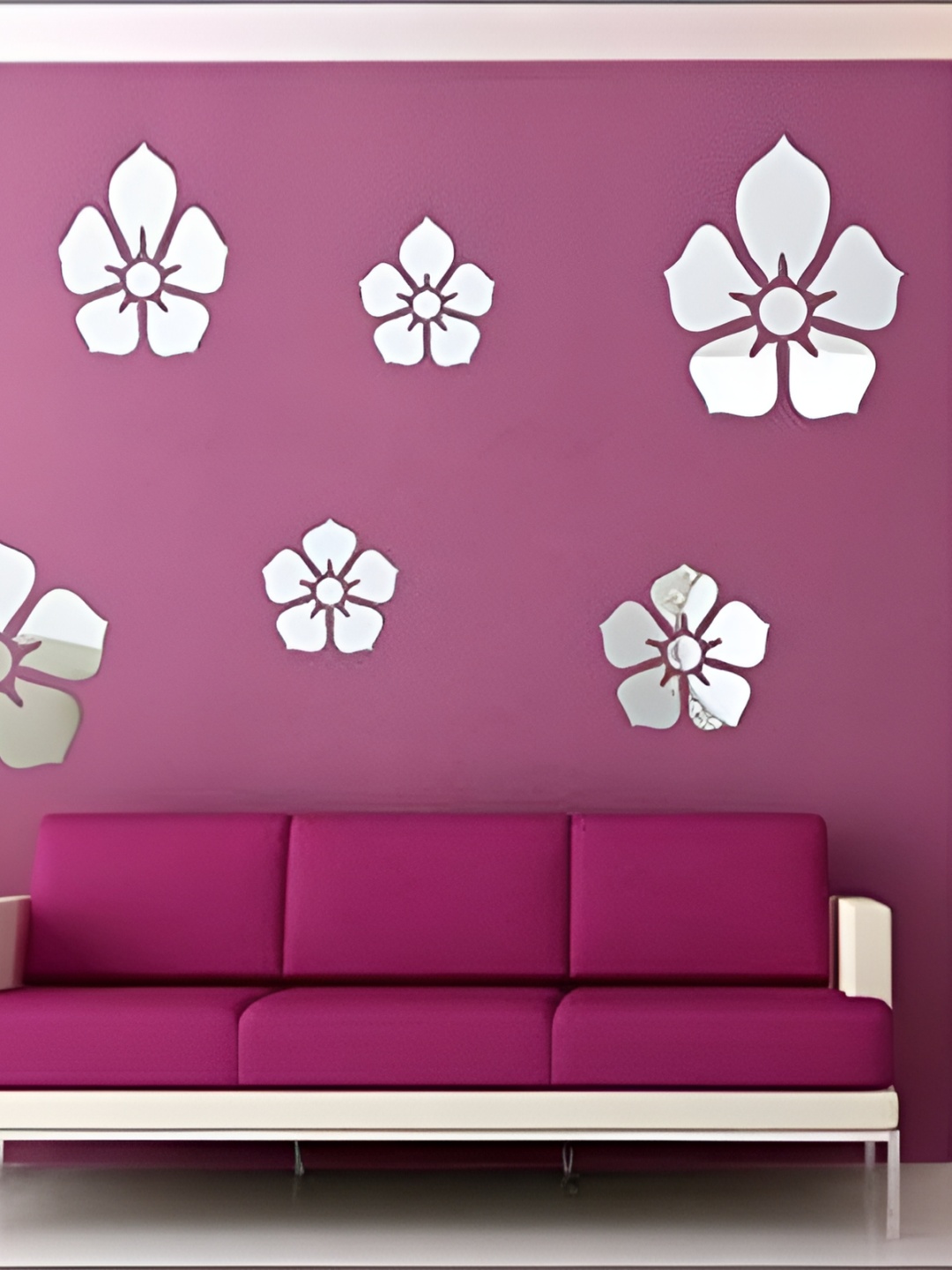 

Wall1ders Silver Toned 8 Pieces Floral Acrylic Wall Stickers