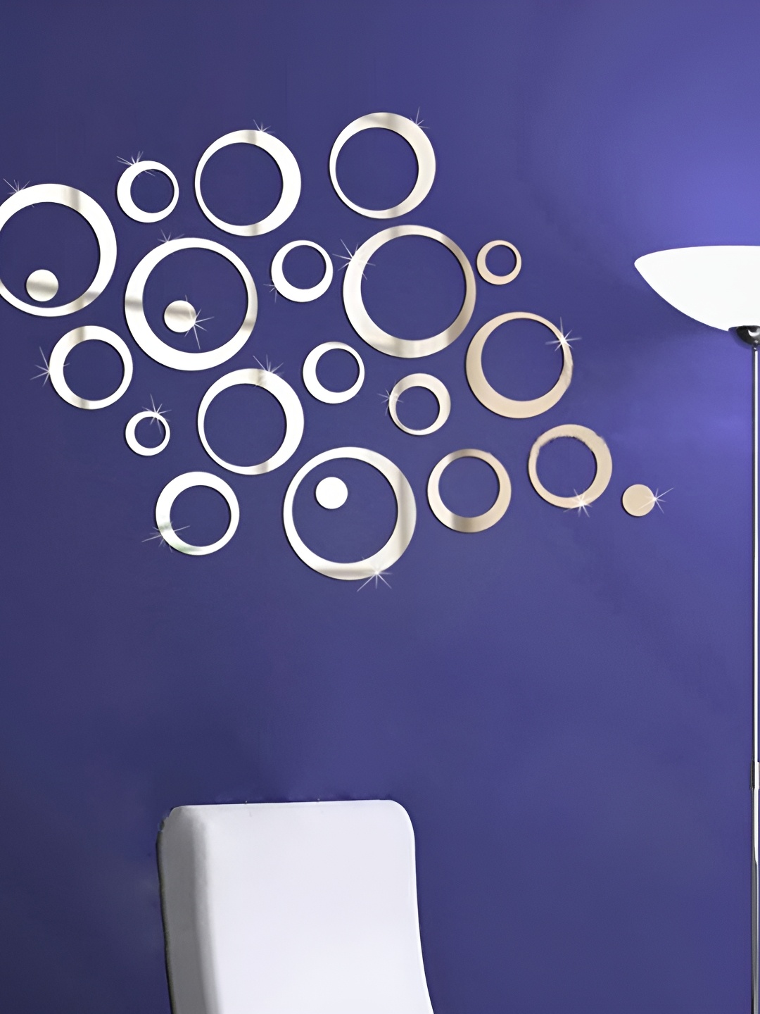 

Wall1ders 22 Pieces Round Mirror Wall Stickers, Silver