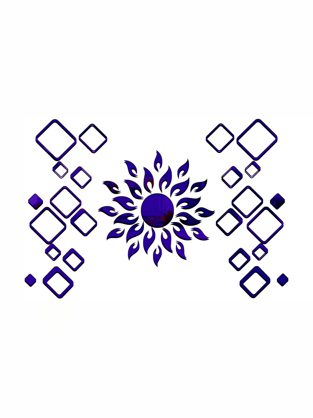 

Wall1ders 49 Pieces Blue Sun With Square Mirror Wall Stickers