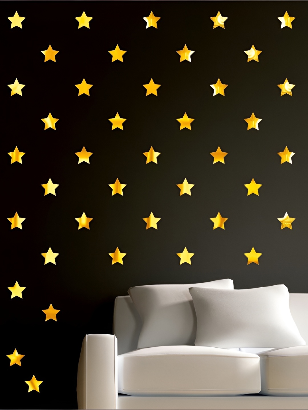 

Wall1ders Gold Toned 50 Pieces 3D Star Acrylic Mirror Wall Stickers