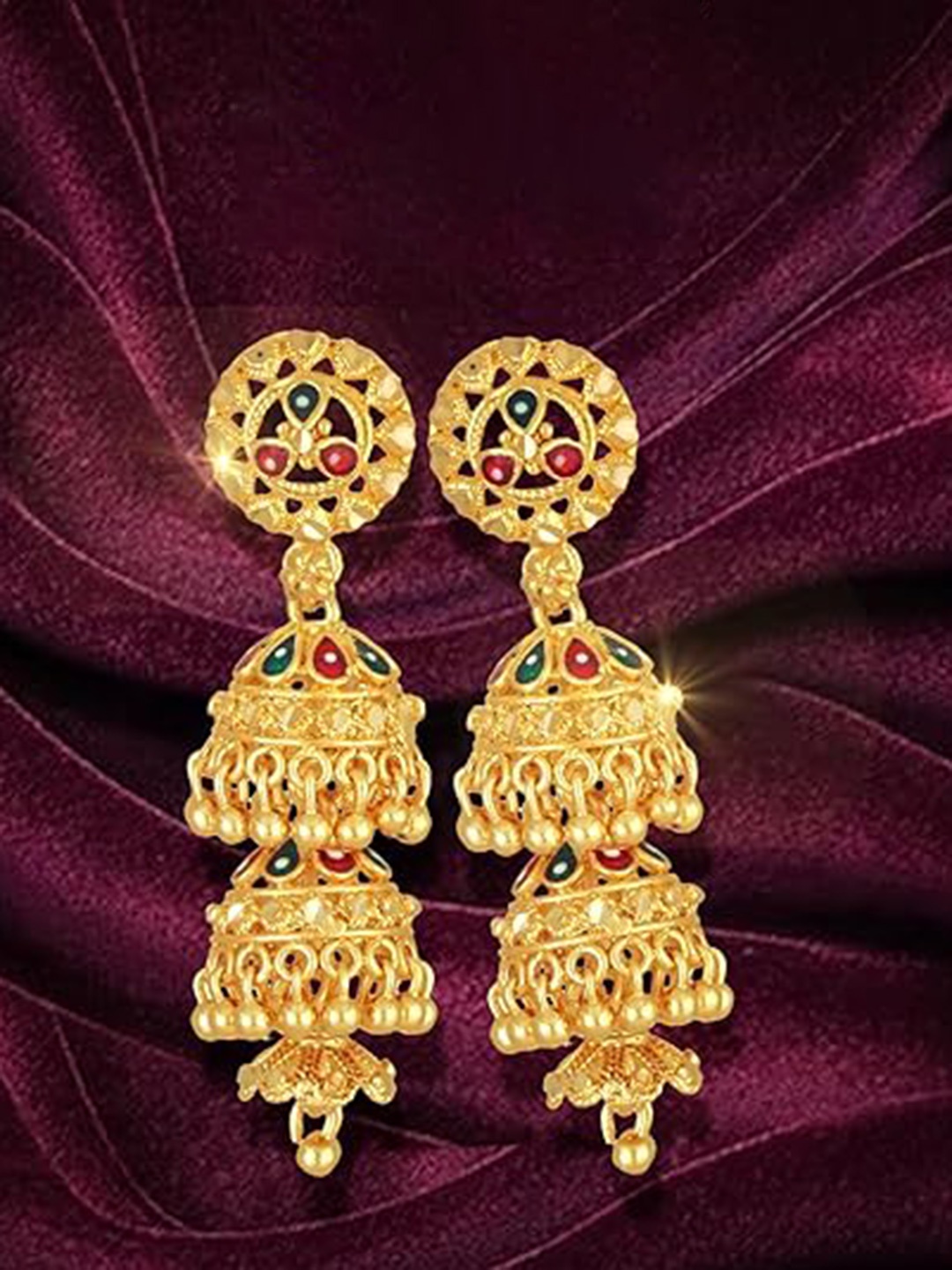 

Vighnaharta Gold Plated Contemporary Jhumkas