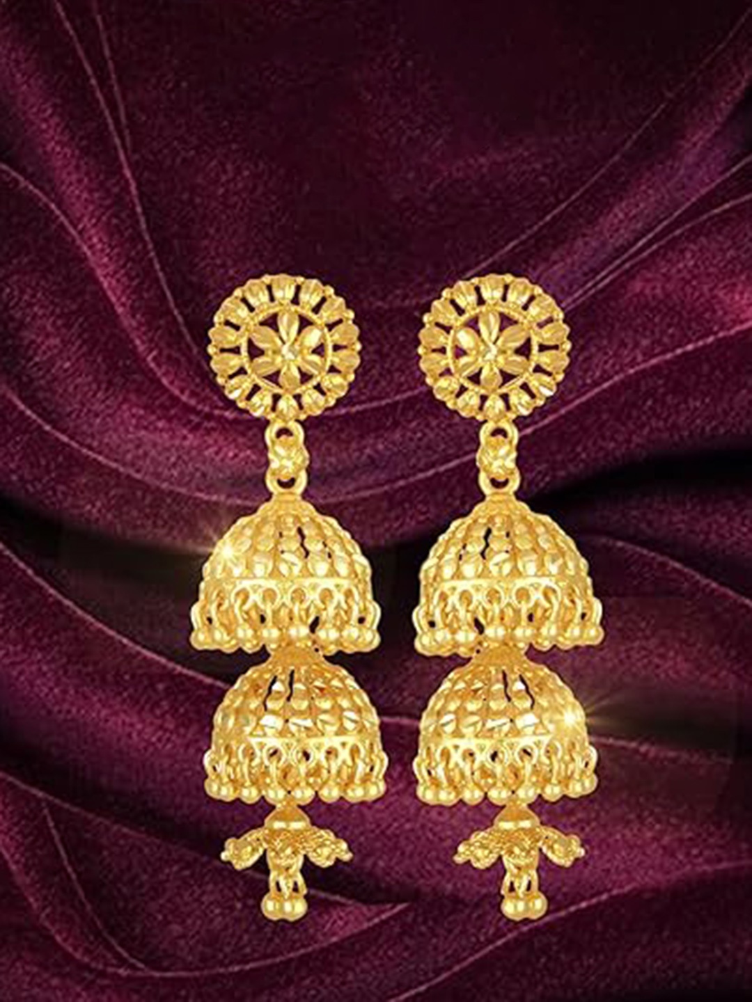 

Vighnaharta Gold-Plated Dome Shaped Jhumkas