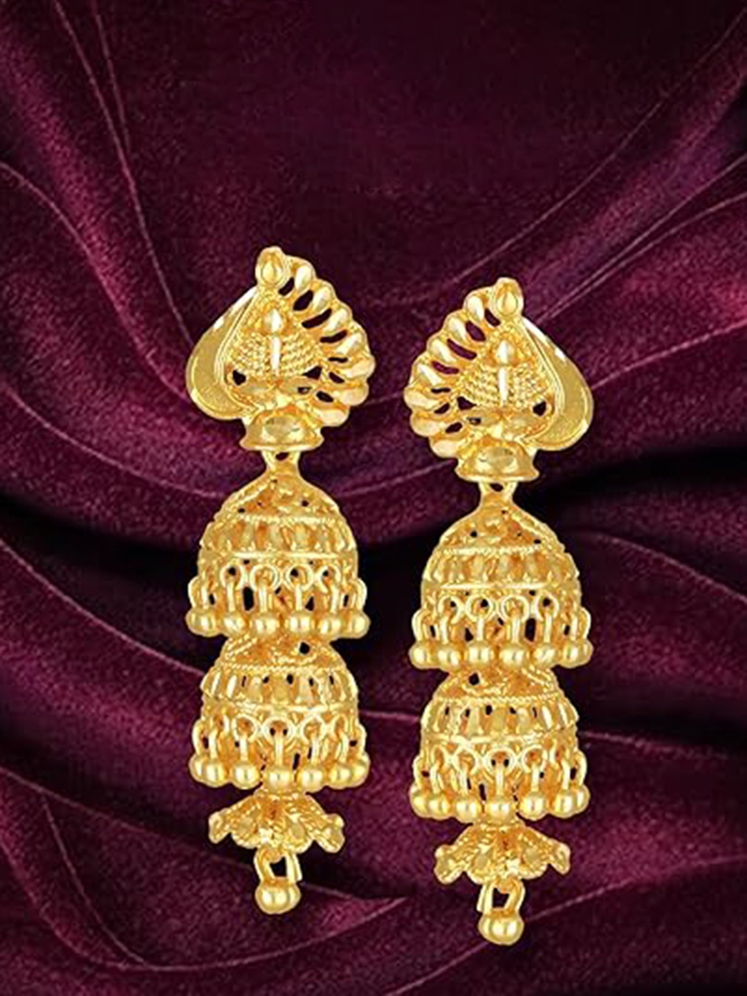 

Vighnaharta Gold-Plated Classic Jhumkas Earrings