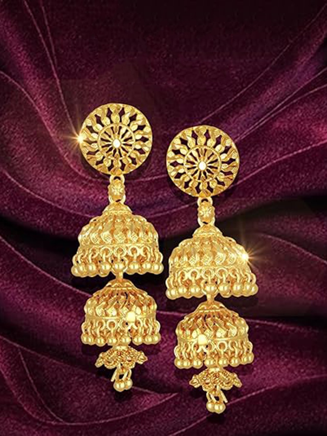

Vighnaharta Gold Plated Contemporary Jhumkas Earrings