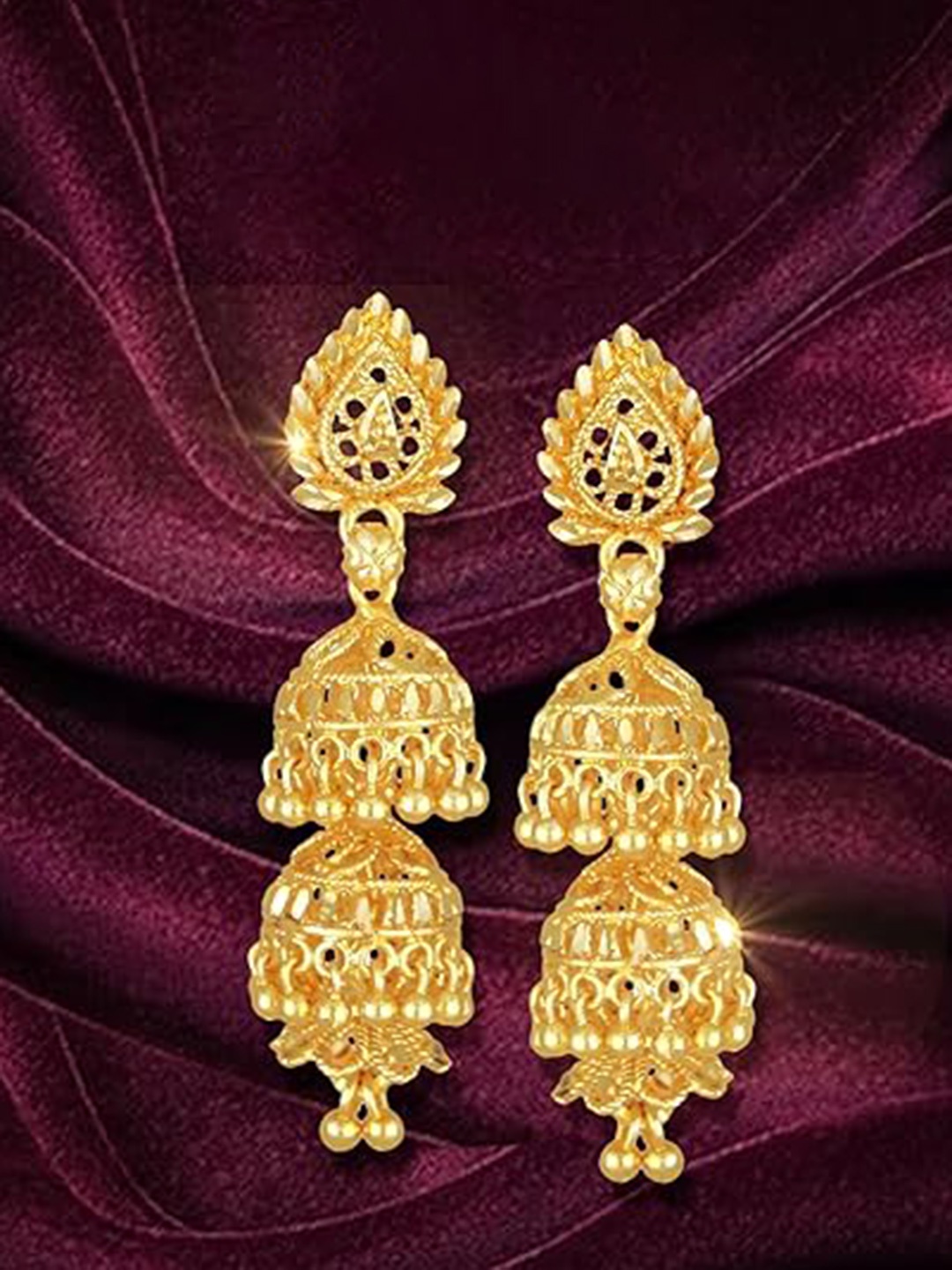 

Vighnaharta Gold-Plated Contemporary Jhumkas Earrings
