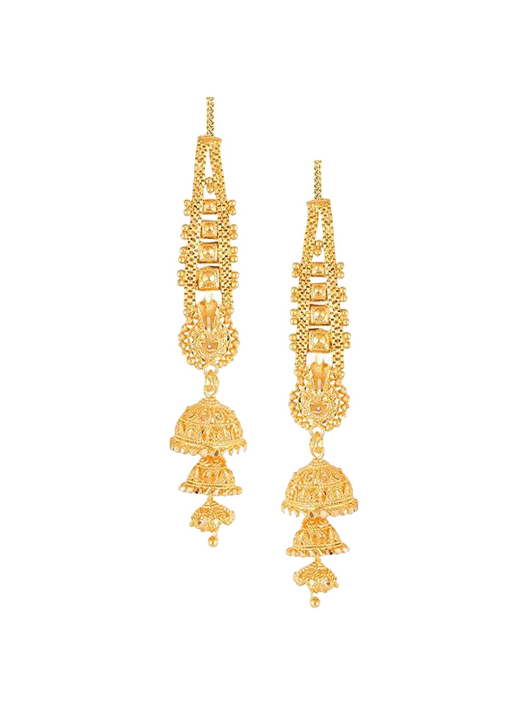 

Vighnaharta Gold-Plated Contemporary Jhumkas