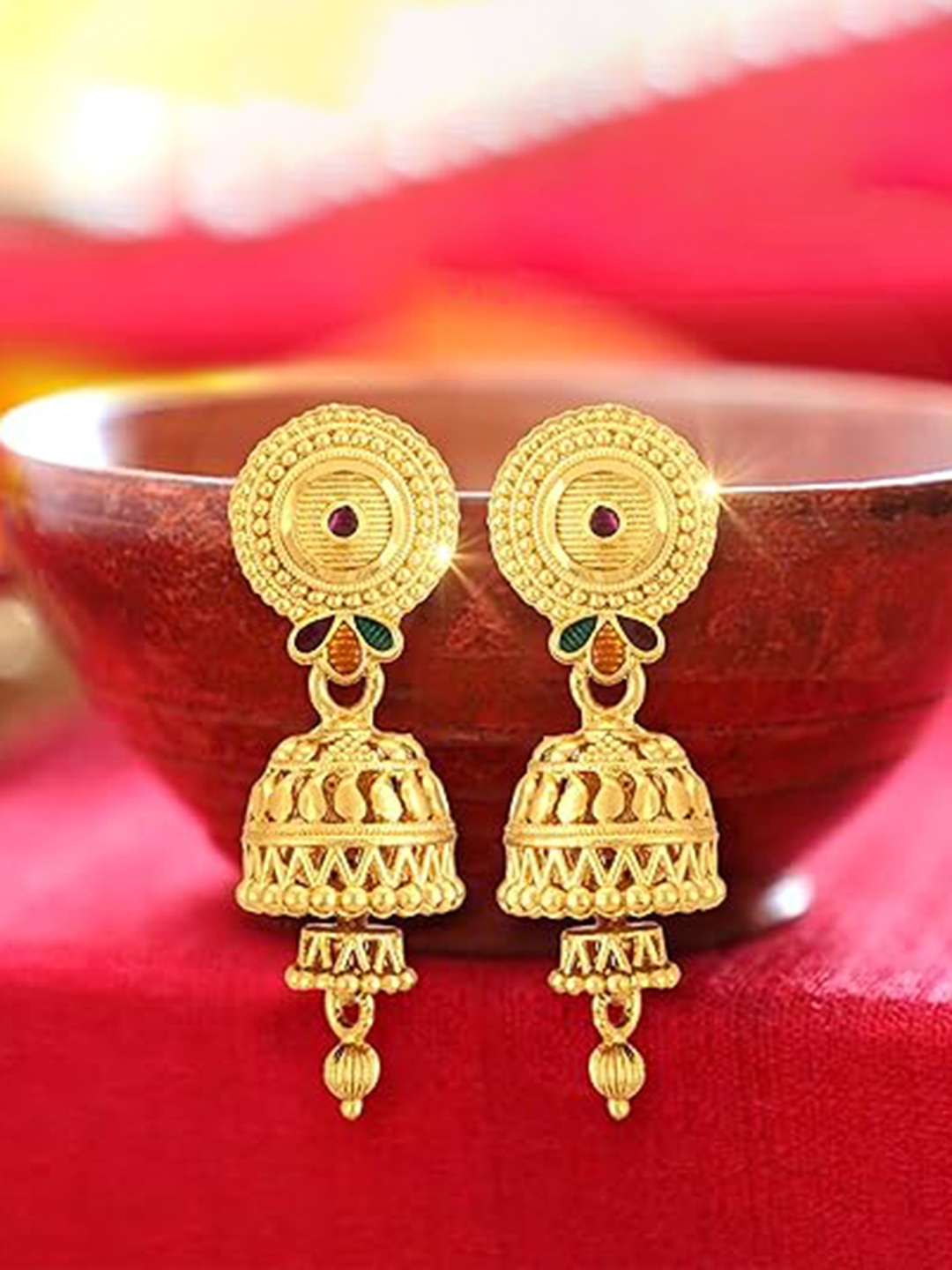 

Vighnaharta Gold-Plated Contemporary Jhumkas