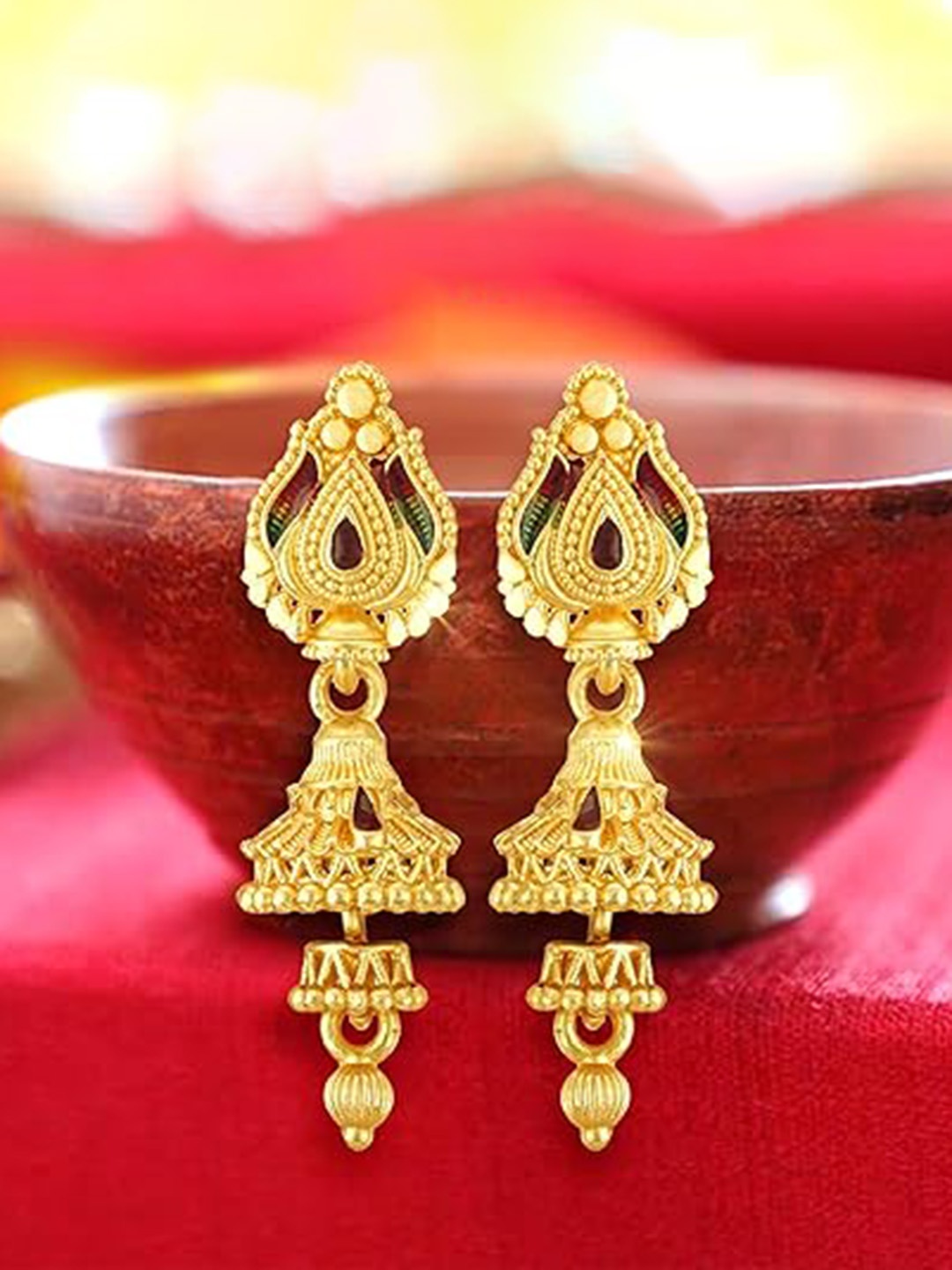 

Vighnaharta Gold Plated Contemporary Jhumkas