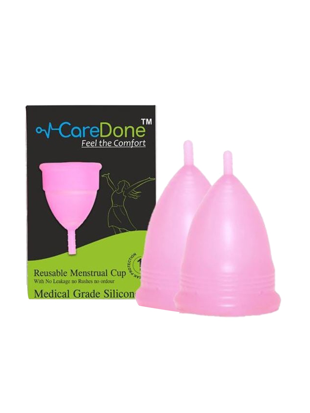 

CareDone Set of 2 Reusable Soft and Leakproof Silicone Menstrual Cups, Pink