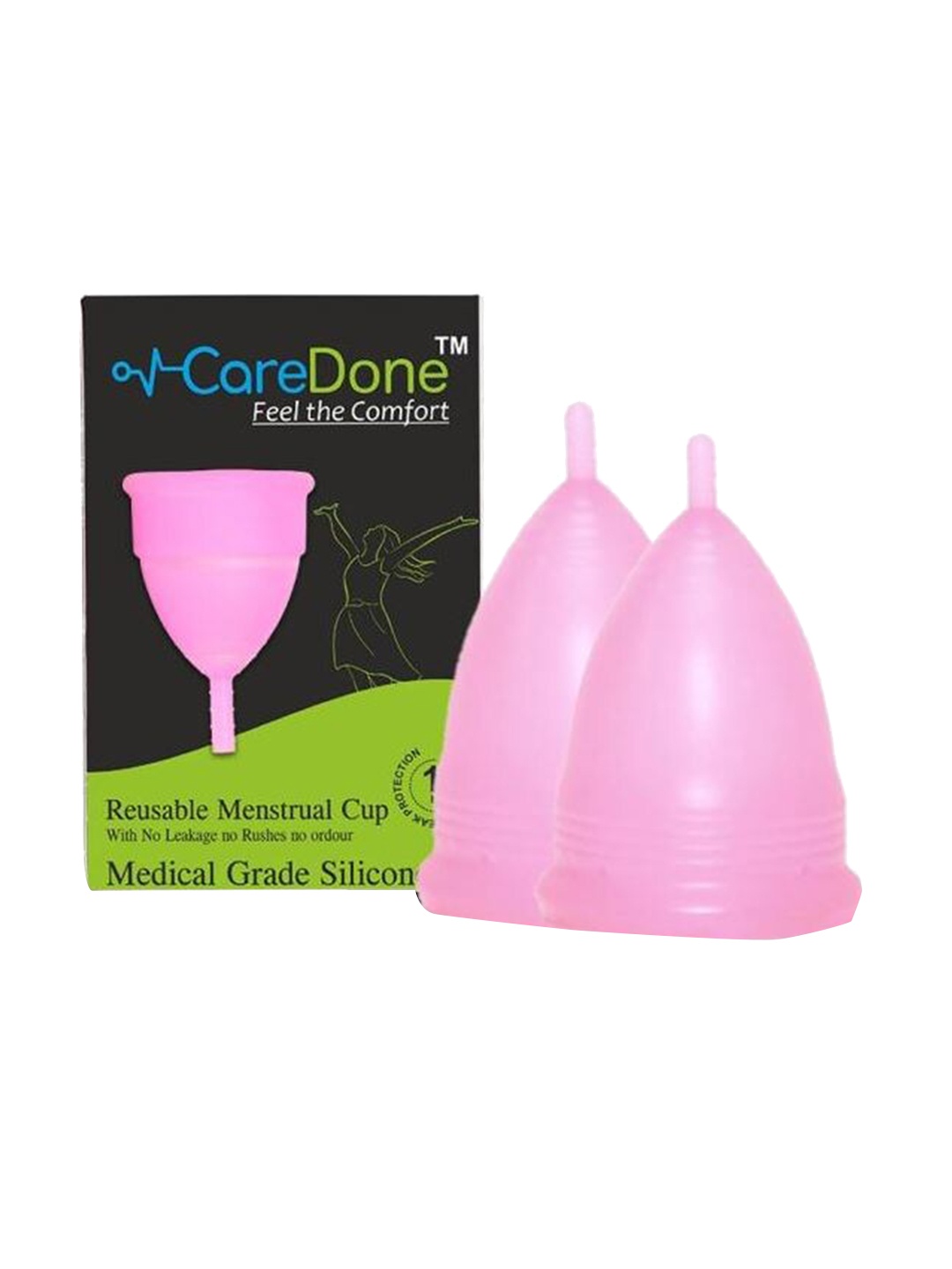 

CareDone Set of 2 Reusable Soft and Leakproof Silicone Menstrual Cups, Pink