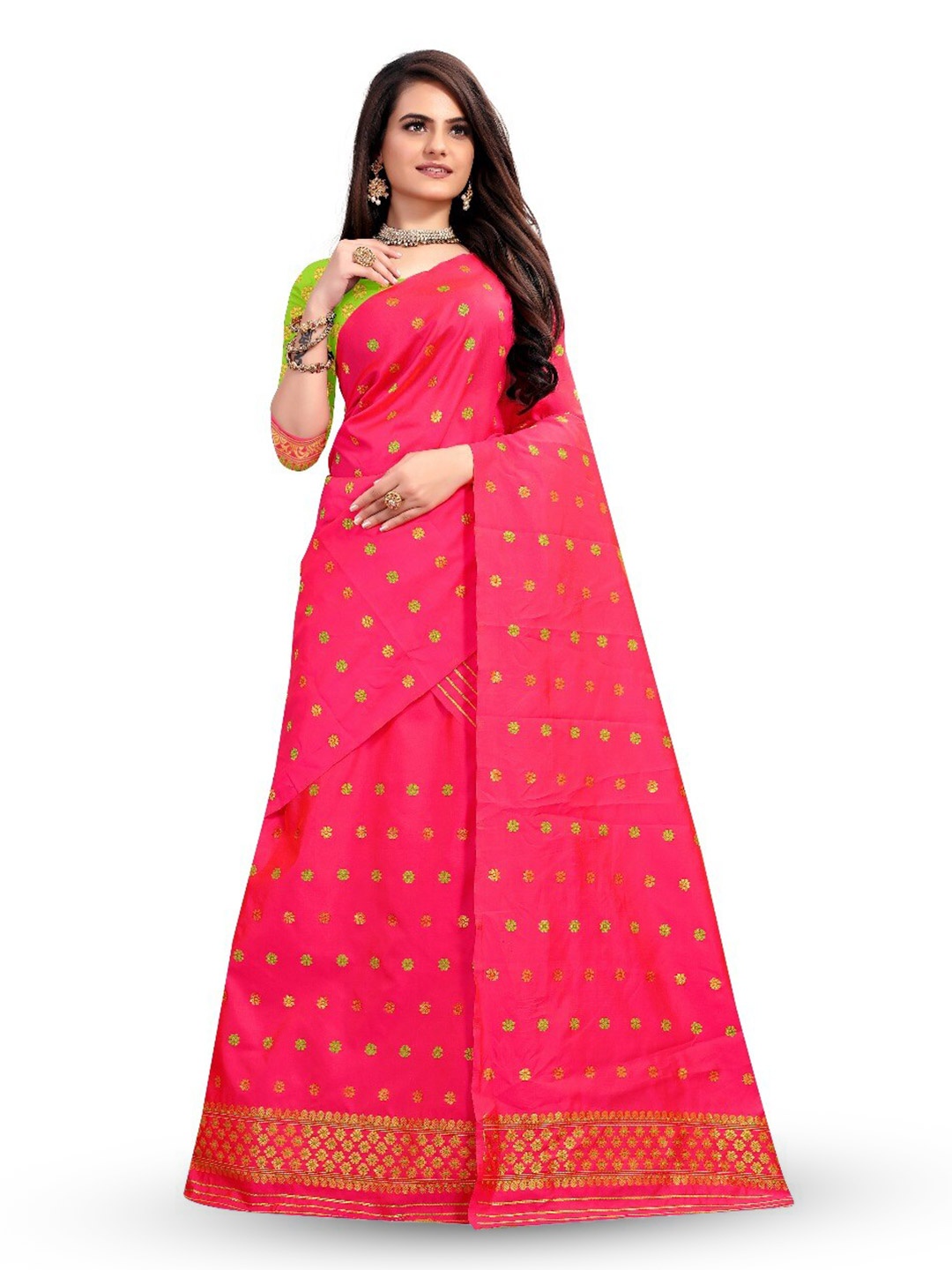 

Lyunica Woven Design Zari Arani Saree, Pink