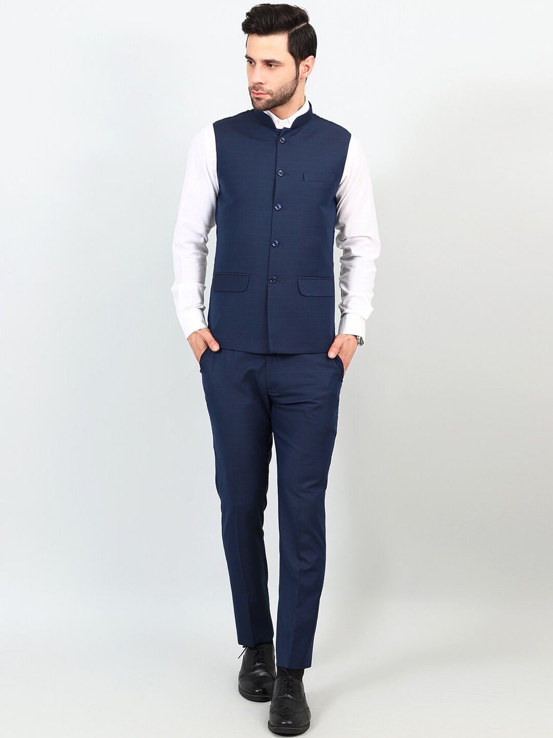 

Wintage Checked Slim-Fit Single-Breasted 2 Piece Set, Blue