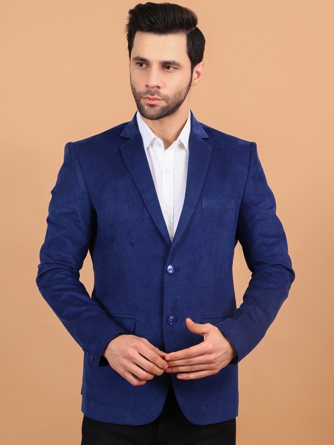 

Wintage Corduroy Cotton Single Breasted Blazers, Blue