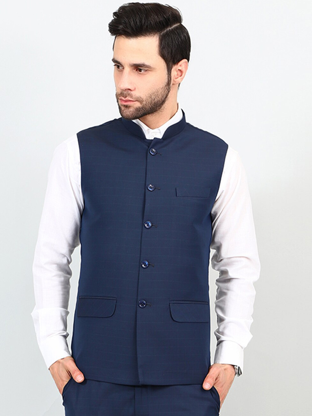 

Wintage Checked Woven Modi Nehru Jackets, Blue