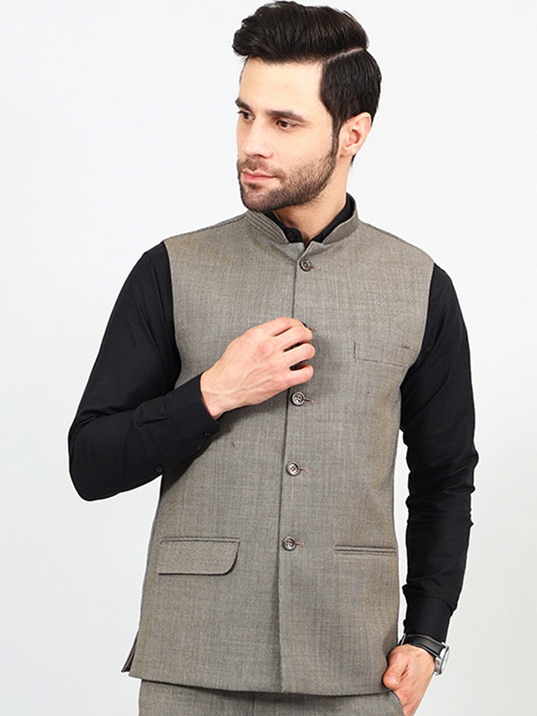 

Wintage Woven Modi Nehru Jacket, Grey