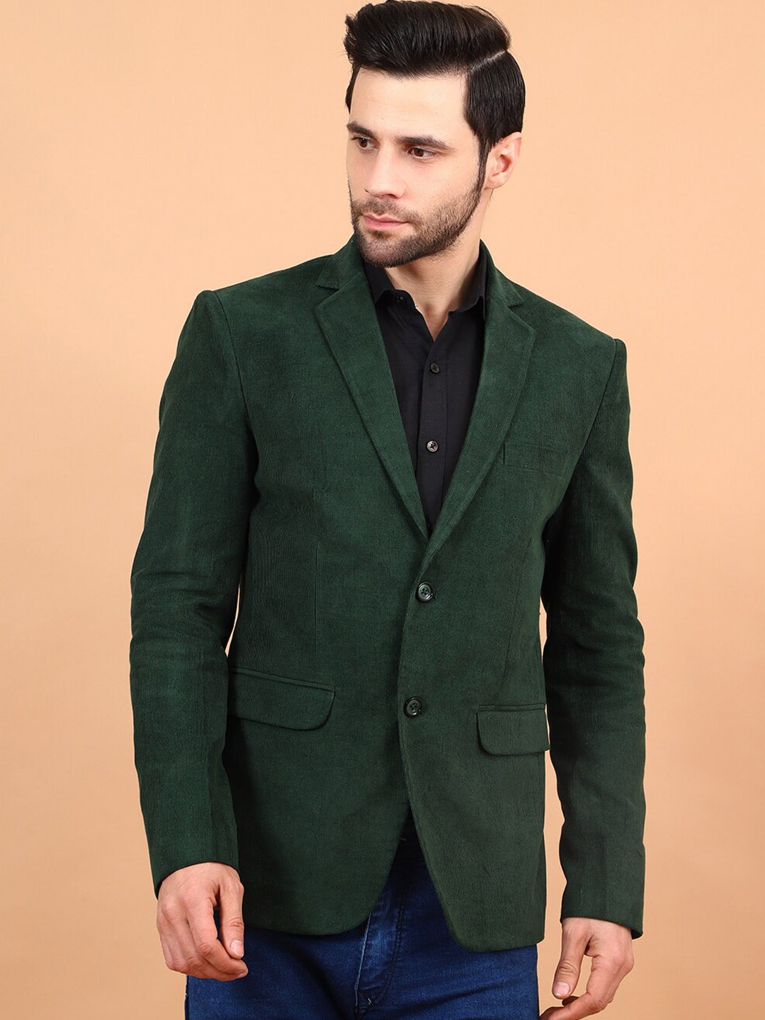 

Wintage Corduroy Cotton Single Breasted Blazers, Green