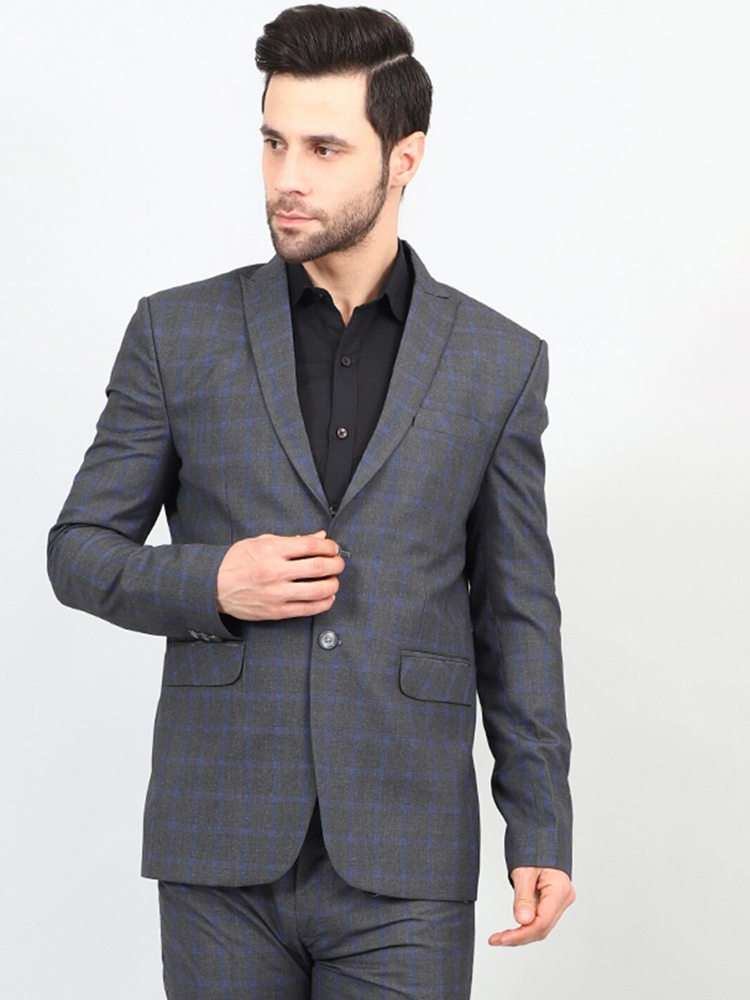 

Wintage Checked Single Breasted Formal Blazers, Grey