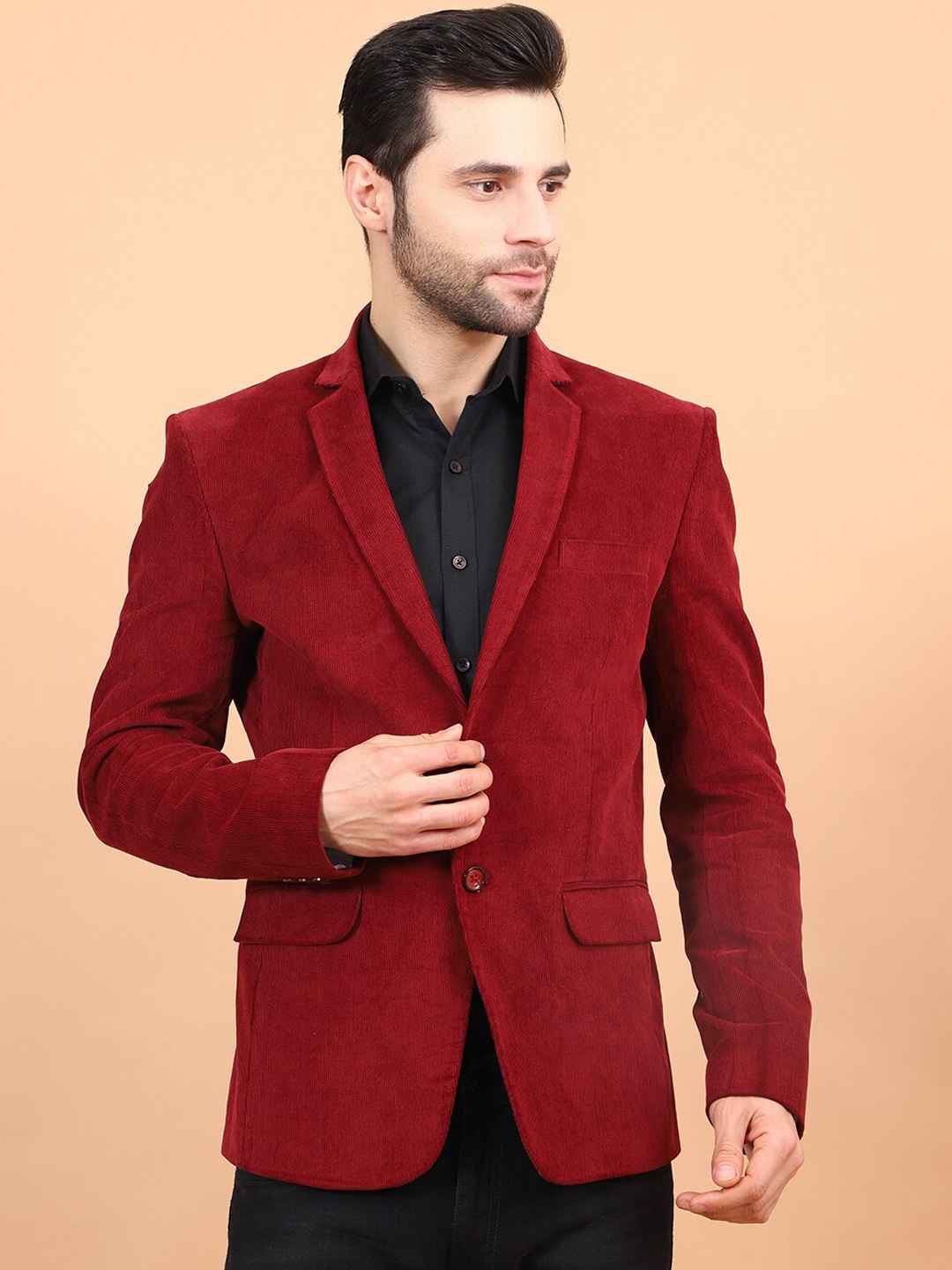 

Wintage Corduroy Cotton Single Breasted Blazers, Red