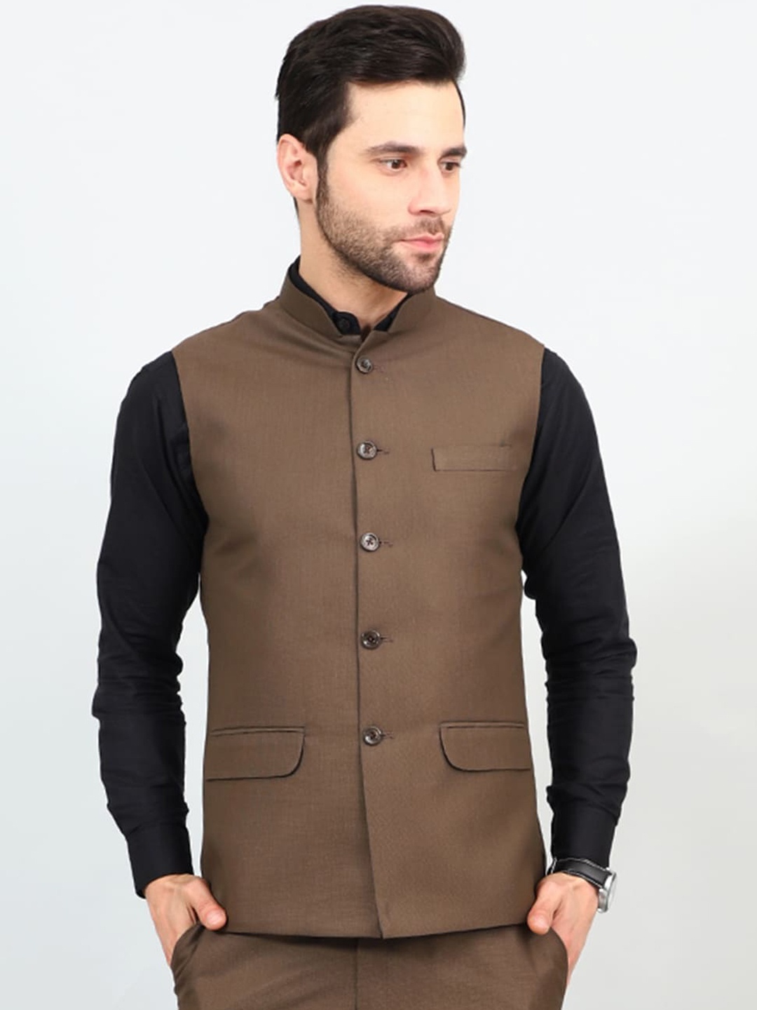 

Wintage Woven Modi Nehru Jacket, Brown