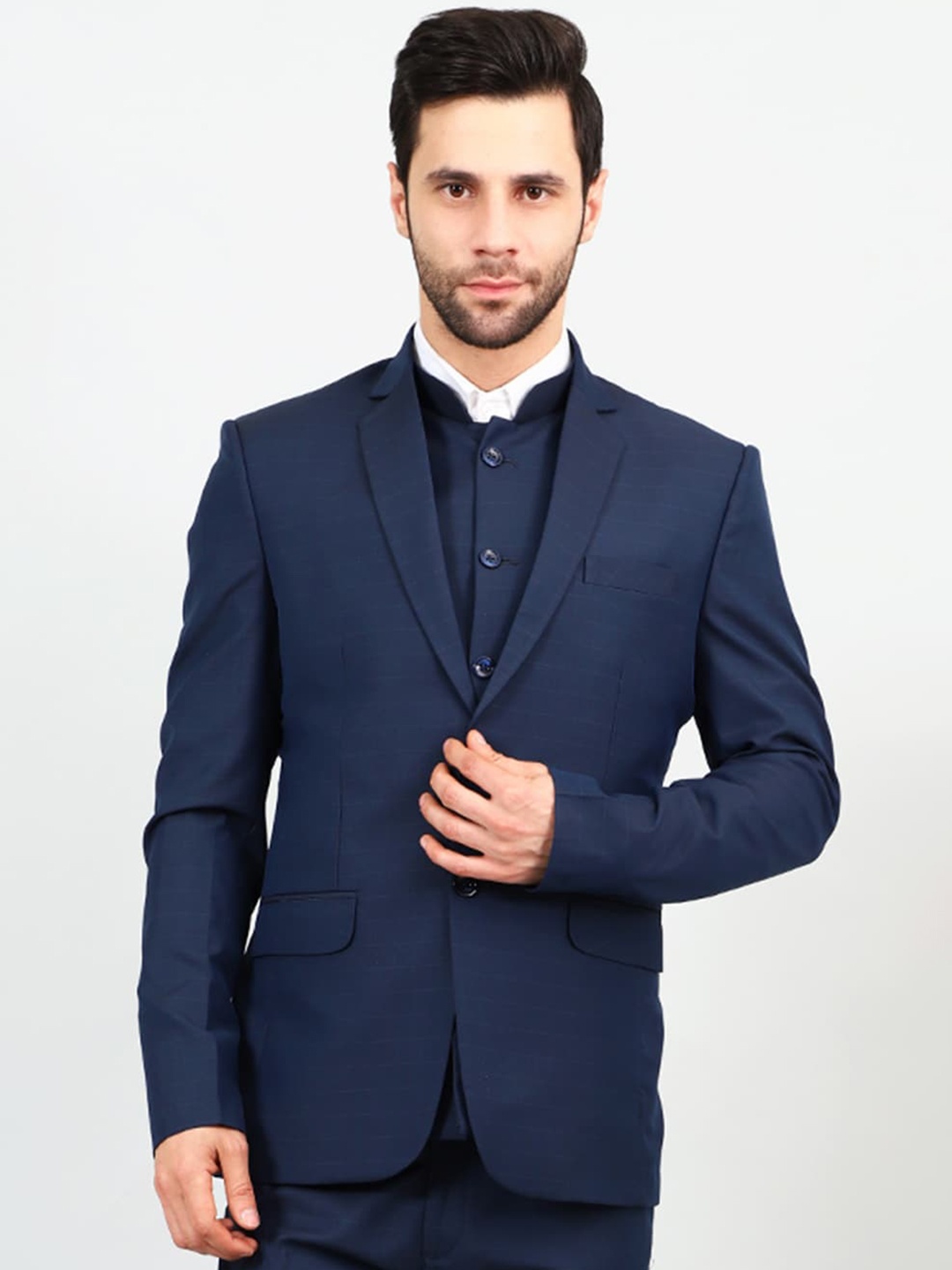 

Wintage Checked Single Breasted Formal Blazers, Blue