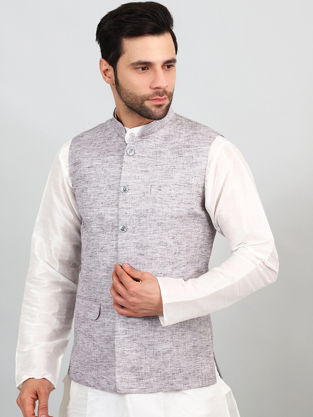 

Wintage Woven Modi Nehru Jacket, Grey