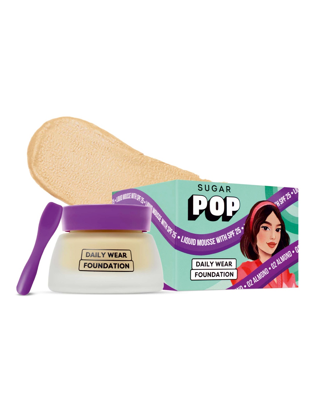 

SUGAR POP SPF 25 Daily Wear Mousse Foundation 30ml - 02 Almond, Beige