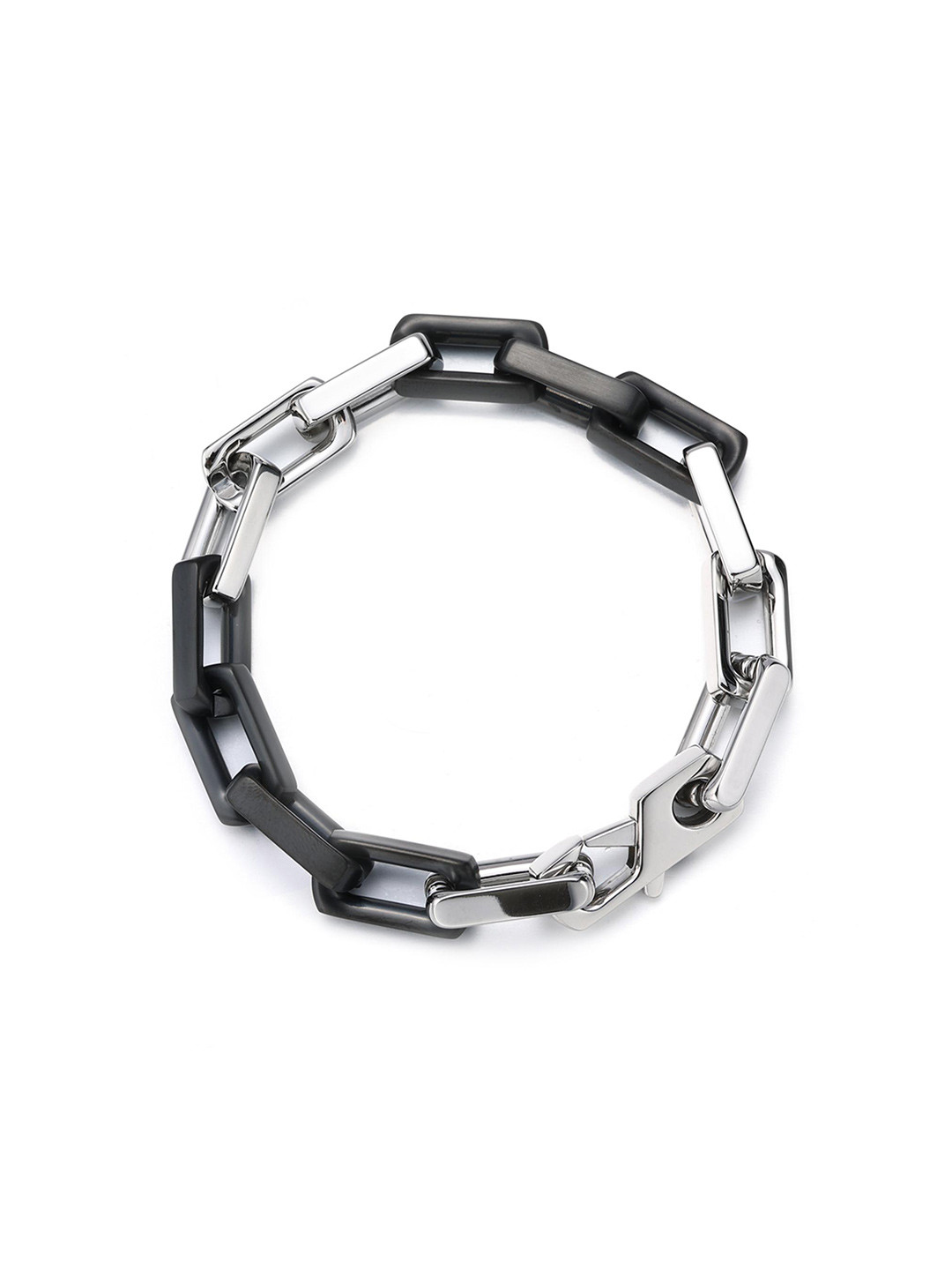 

Drip Project Men White Gold-Plated Link Bracelet, Silver