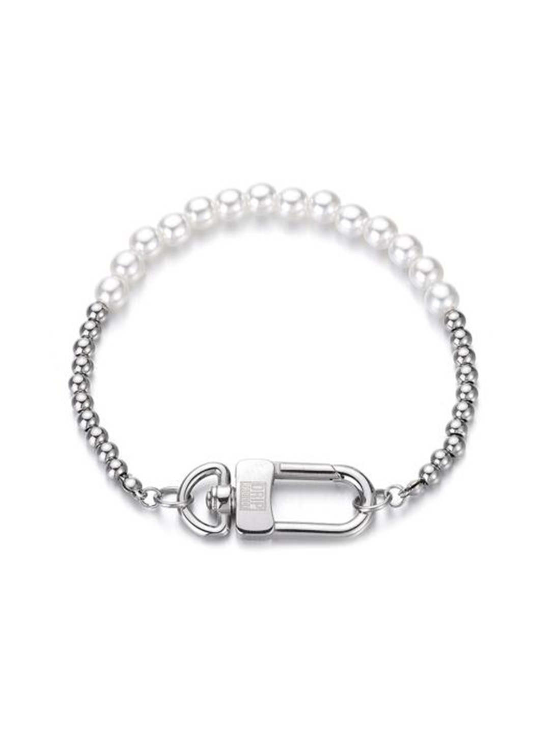 

Drip Project Men Beaded Rhodium-Plated Link Bracelet, Silver