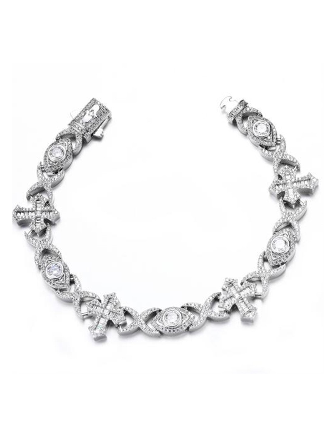 

Drip Project Men Cubic Zirconia Rhodium-Plated Wraparound Bracelet, Silver